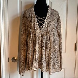 BLUE B Collection Leopard Tie Blouse